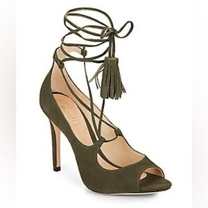 SCHUTZ Dark Green Lace-Up Heels